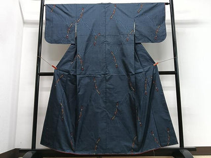 平和屋着物■本場大島紬　7マルキ　竹　草花文　正絹　逸品　未使用　CABJ8255xe
