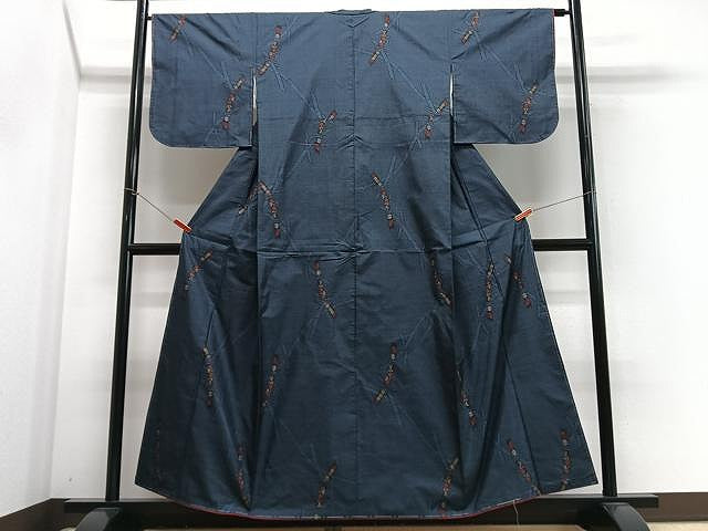 平和屋着物■本場大島紬　7マルキ　竹　草花文　正絹　逸品　未使用　CABJ8255xe