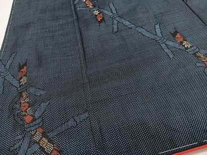 平和屋着物■本場大島紬　7マルキ　竹　草花文　正絹　逸品　未使用　CABJ8255xe