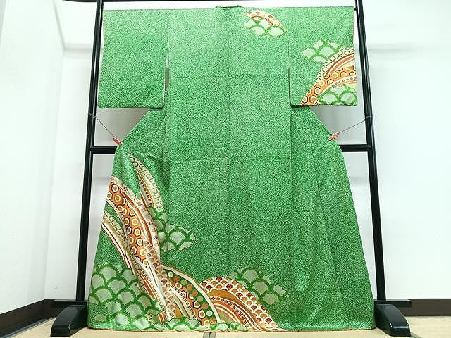平和屋着物■訪問着　駒刺繍　吉祥文　たたき染め　金彩　正絹　逸品　CABJ8259xe