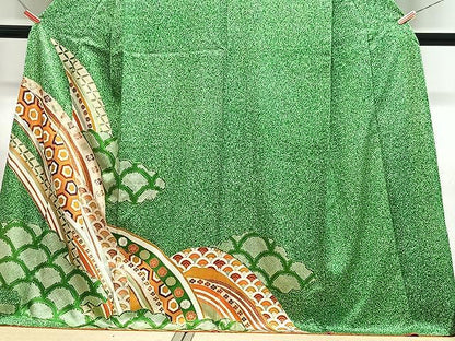 平和屋着物■訪問着　駒刺繍　吉祥文　たたき染め　金彩　正絹　逸品　CABJ8259xe