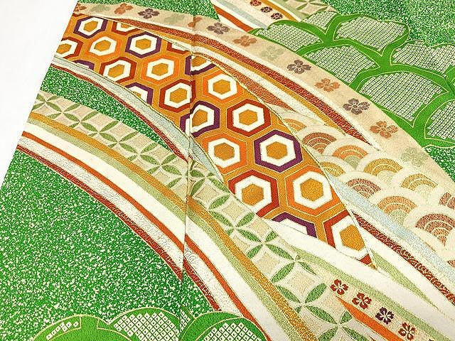 平和屋着物■訪問着　駒刺繍　吉祥文　たたき染め　金彩　正絹　逸品　CABJ8259xe