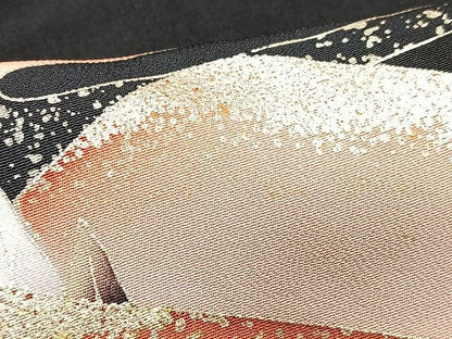平和屋着物■豪華黒留袖　駒刺繍　飛鶴風景文　金彩　正絹　逸品　CABJ8262xe