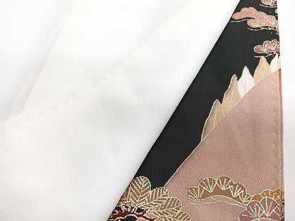 平和屋着物■豪華黒留袖　駒刺繍　飛鶴風景文　金彩　正絹　逸品　CABJ8262xe