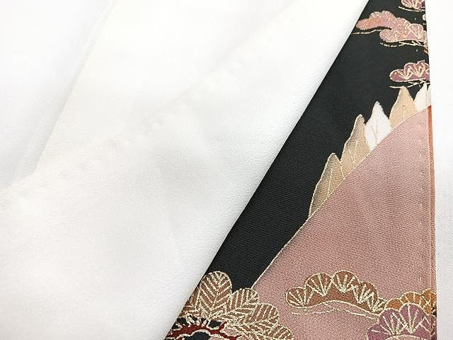 平和屋着物■豪華黒留袖　駒刺繍　飛鶴風景文　金彩　正絹　逸品　CABJ8262xe