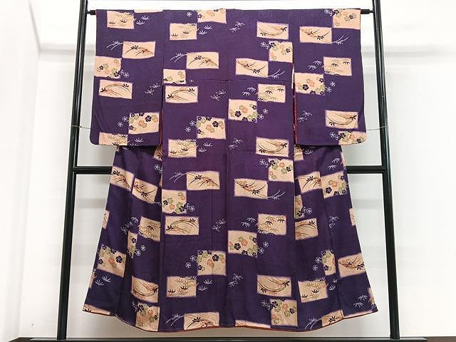 平和屋着物■アンティーク　大正ロマン　小振袖　草花文　正絹　逸品　CABJ8264xe