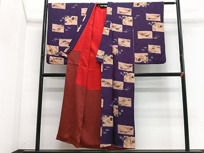 平和屋着物■アンティーク　大正ロマン　小振袖　草花文　正絹　逸品　CABJ8264xe