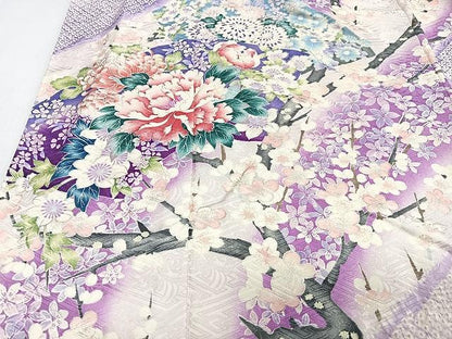 平和屋着物■豪華振袖　絞り　枝花文　暈し染め　銀彩　三越扱い　正絹　逸品　CABJ8269xe