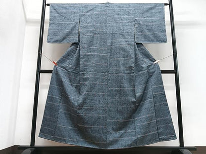 平和屋着物■上質な紬　横段文　正絹　逸品　未使用　CABJ8270xe