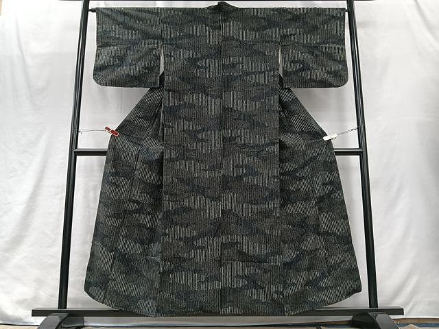 平和屋着物■上質な紬　手紬大島　雲取り文　証紙付き　正絹　逸品　CABJ8276xe