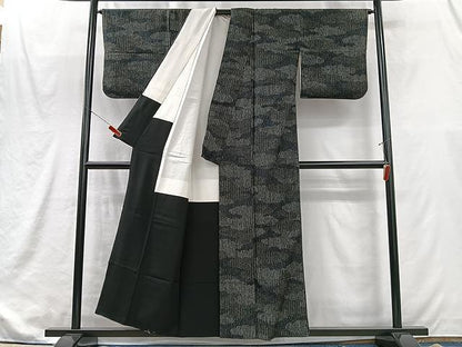 平和屋着物■上質な紬　手紬大島　雲取り文　証紙付き　正絹　逸品　CABJ8276xe