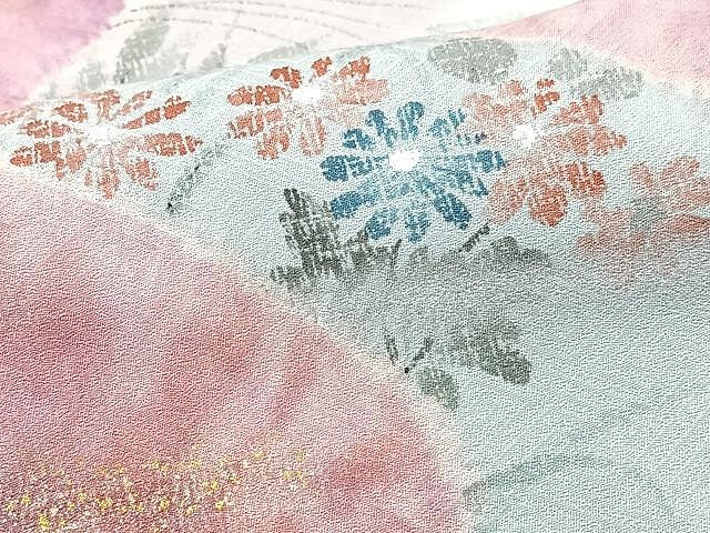 平和屋着物■訪問着　絞り　流水草花文　金彩　正絹　逸品　CABJ8283xe