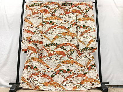 平和屋着物■豪華振袖　駒刺繍　芝草吉祥花文　金彩　正絹　逸品　CABJ8287xe