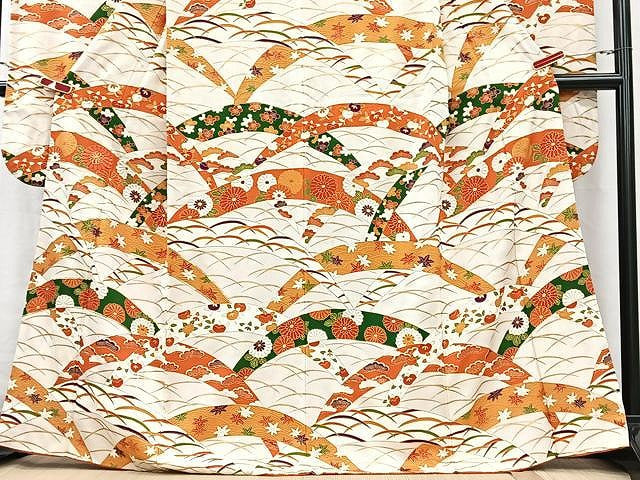 平和屋着物■豪華振袖　駒刺繍　芝草吉祥花文　金彩　正絹　逸品　CABJ8287xe