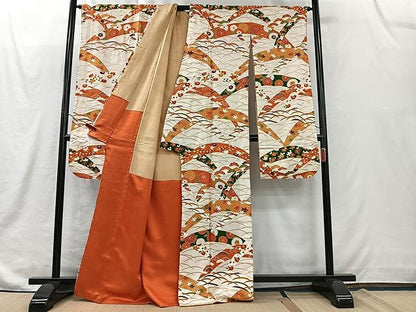平和屋着物■豪華振袖　駒刺繍　芝草吉祥花文　金彩　正絹　逸品　CABJ8287xe