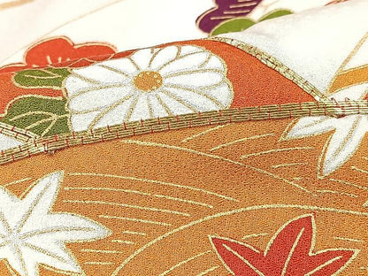 平和屋着物■豪華振袖　駒刺繍　芝草吉祥花文　金彩　正絹　逸品　CABJ8287xe