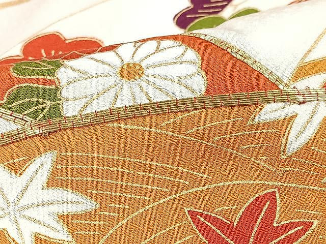 平和屋着物■豪華振袖　駒刺繍　芝草吉祥花文　金彩　正絹　逸品　CABJ8287xe