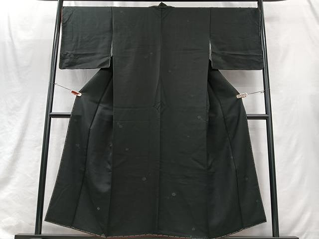 平和屋着物■上質な小紋　舞梅文　黒地　金通し地　正絹　逸品　未使用　CABJ8290xe