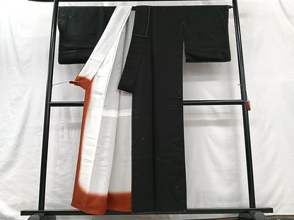 平和屋着物■上質な小紋　舞梅文　黒地　金通し地　正絹　逸品　未使用　CABJ8290xe