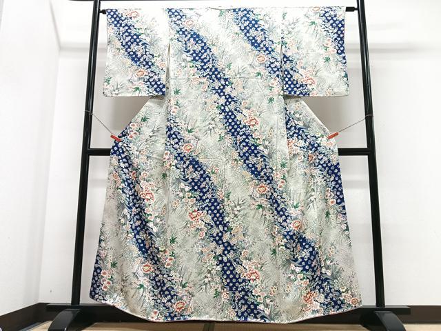 平和屋着物■上質な小紋　草花文　金彩　正絹　逸品　CABJ8297xe
