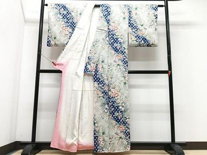平和屋着物■上質な小紋　草花文　金彩　正絹　逸品　CABJ8297xe