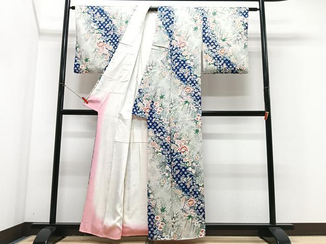 平和屋着物■上質な小紋　草花文　金彩　正絹　逸品　CABJ8297xe