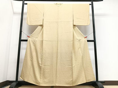 平和屋着物■上質な色無地　扇地紋　卵色　正絹　逸品　CABJ8301xe