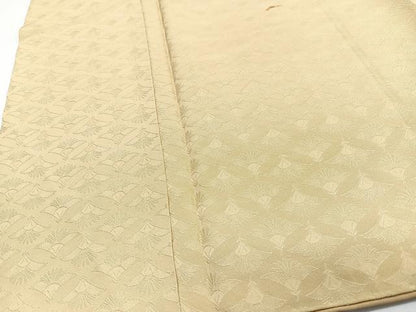 平和屋着物■上質な色無地　扇地紋　卵色　正絹　逸品　CABJ8301xe