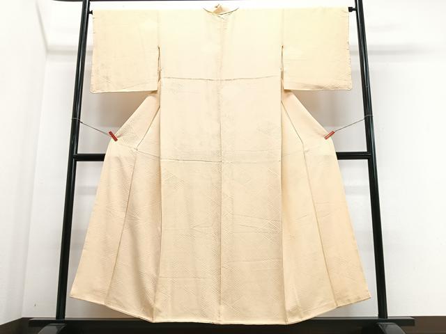 平和屋着物■上質な色無地　菱地紋　蜂蜜色　正絹　逸品　CABJ8302xe