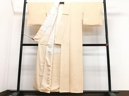平和屋着物■上質な色無地　菱地紋　蜂蜜色　正絹　逸品　CABJ8302xe