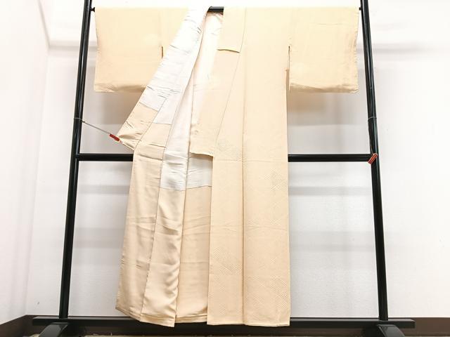 平和屋着物■上質な色無地　菱地紋　蜂蜜色　正絹　逸品　CABJ8302xe