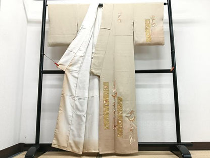 平和屋着物■訪問着　駒刺繍　雪芝短冊花蝶文　暈し染め　金彩　正絹　逸品　CABJ8316xe