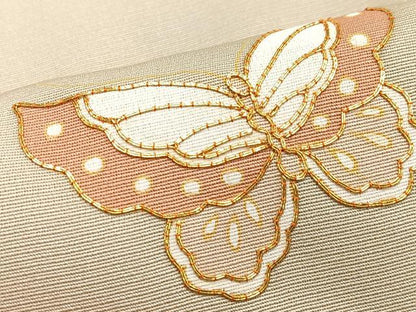 平和屋着物■訪問着　駒刺繍　雪芝短冊花蝶文　暈し染め　金彩　正絹　逸品　CABJ8316xe