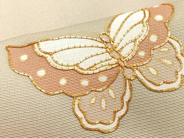 平和屋着物■訪問着　駒刺繍　雪芝短冊花蝶文　暈し染め　金彩　正絹　逸品　CABJ8316xe
