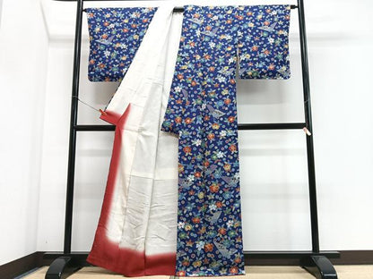 平和屋着物■上質な小紋　絞り　扇面花文　正絹　逸品　未使用　CABJ8318xe