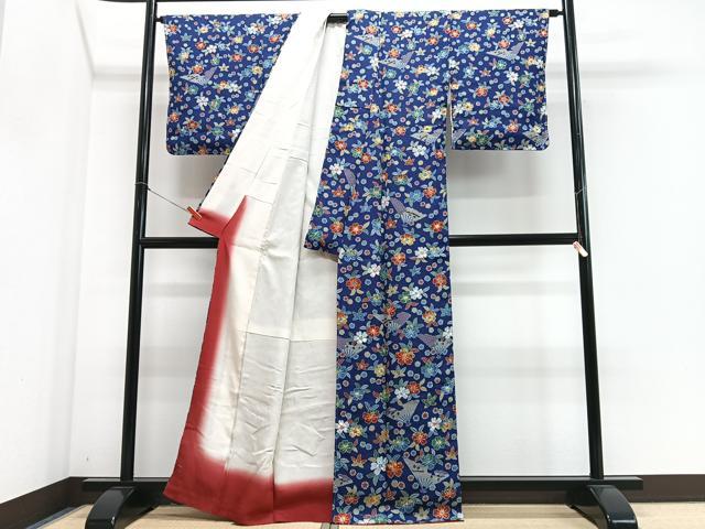 平和屋着物■上質な小紋　絞り　扇面花文　正絹　逸品　未使用　CABJ8318xe