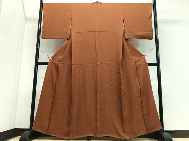 平和屋着物■上質な色無地　茶色　正絹　逸品　CABJ8320xe