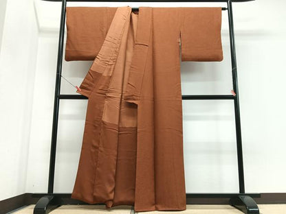 平和屋着物■上質な色無地　茶色　正絹　逸品　CABJ8320xe