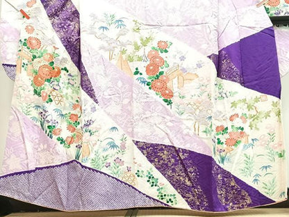 平和屋着物■豪華振袖　駒刺繍　絞り　地主神社　草花文　金銀彩　正絹　逸品　CABJ8322xe