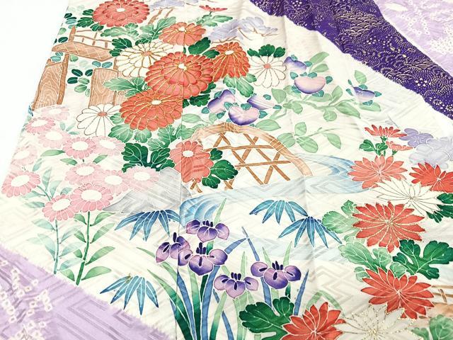 平和屋着物■豪華振袖　駒刺繍　絞り　地主神社　草花文　金銀彩　正絹　逸品　CABJ8322xe