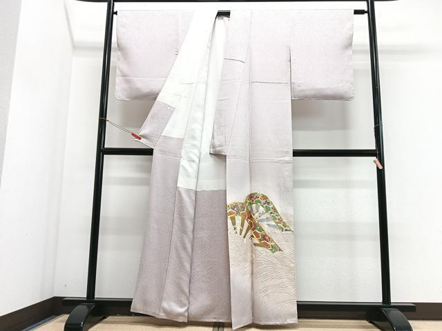 平和屋着物■色留訪問着　駒刺繍　片輪車立波文　金彩　正絹　逸品　CABJ8323xe