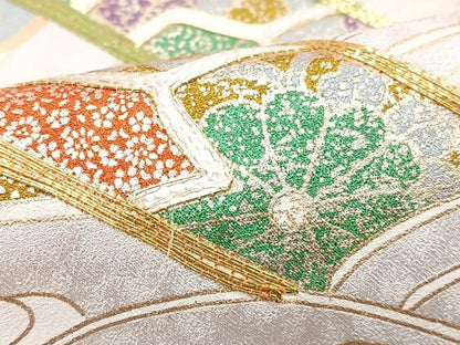 平和屋着物■色留訪問着　駒刺繍　片輪車立波文　金彩　正絹　逸品　CABJ8323xe