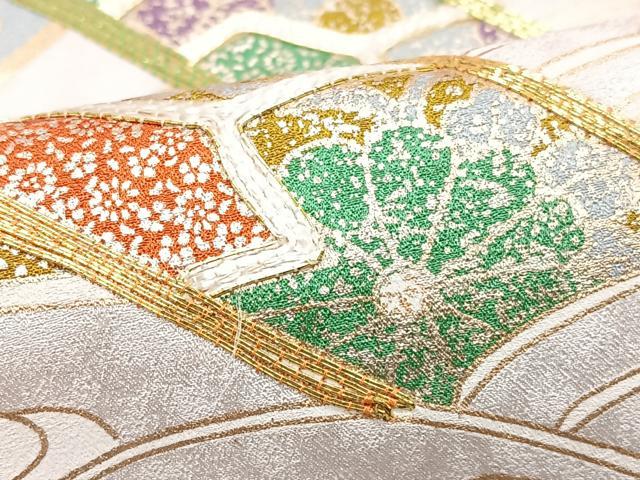 平和屋着物■色留訪問着　駒刺繍　片輪車立波文　金彩　正絹　逸品　CABJ8323xe