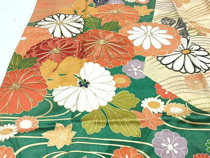 平和屋着物■豪華振袖　駒刺繍　立波花文　金彩　正絹　逸品　CABJ8326xe