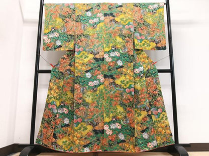 平和屋着物■上質な小紋　花鳥文　正絹　逸品　CABJ8328xe