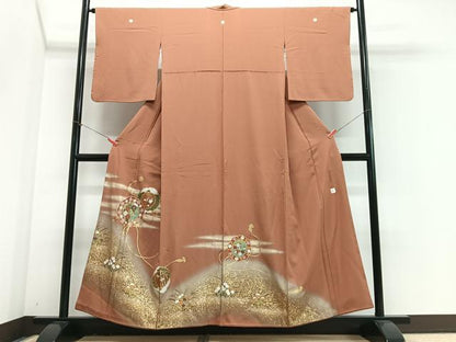 平和屋着物■ちぎり絵女流作家　谷口妙絵　色留袖　作家物　鏡裏花文　琳派創造　暈し染め　金彩　正絹　逸品　CABJ8334xe