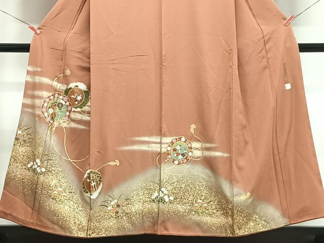 平和屋着物■ちぎり絵女流作家　谷口妙絵　色留袖　作家物　鏡裏花文　琳派創造　暈し染め　金彩　正絹　逸品　CABJ8334xe