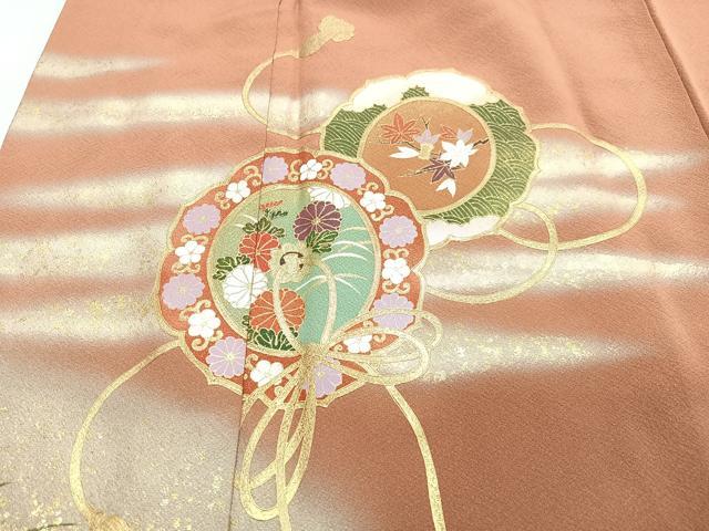 平和屋着物■ちぎり絵女流作家　谷口妙絵　色留袖　作家物　鏡裏花文　琳派創造　暈し染め　金彩　正絹　逸品　CABJ8334xe