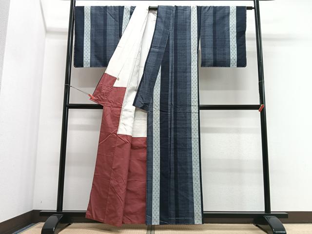 平和屋着物■上質な紬　間道　正絹　逸品　未使用　CABJ8340xe