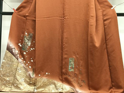 平和屋着物■訪問着　短冊花鳥文　暈し染め　金銀彩　正絹　逸品　CABJ8344xe